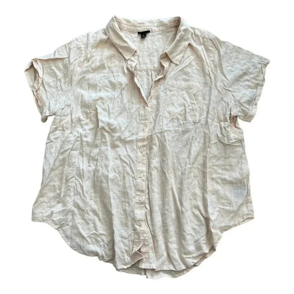 Torrid Peach Blush Textured Woven Cotton Button Up Blouse 2X - Picture 2 of 5